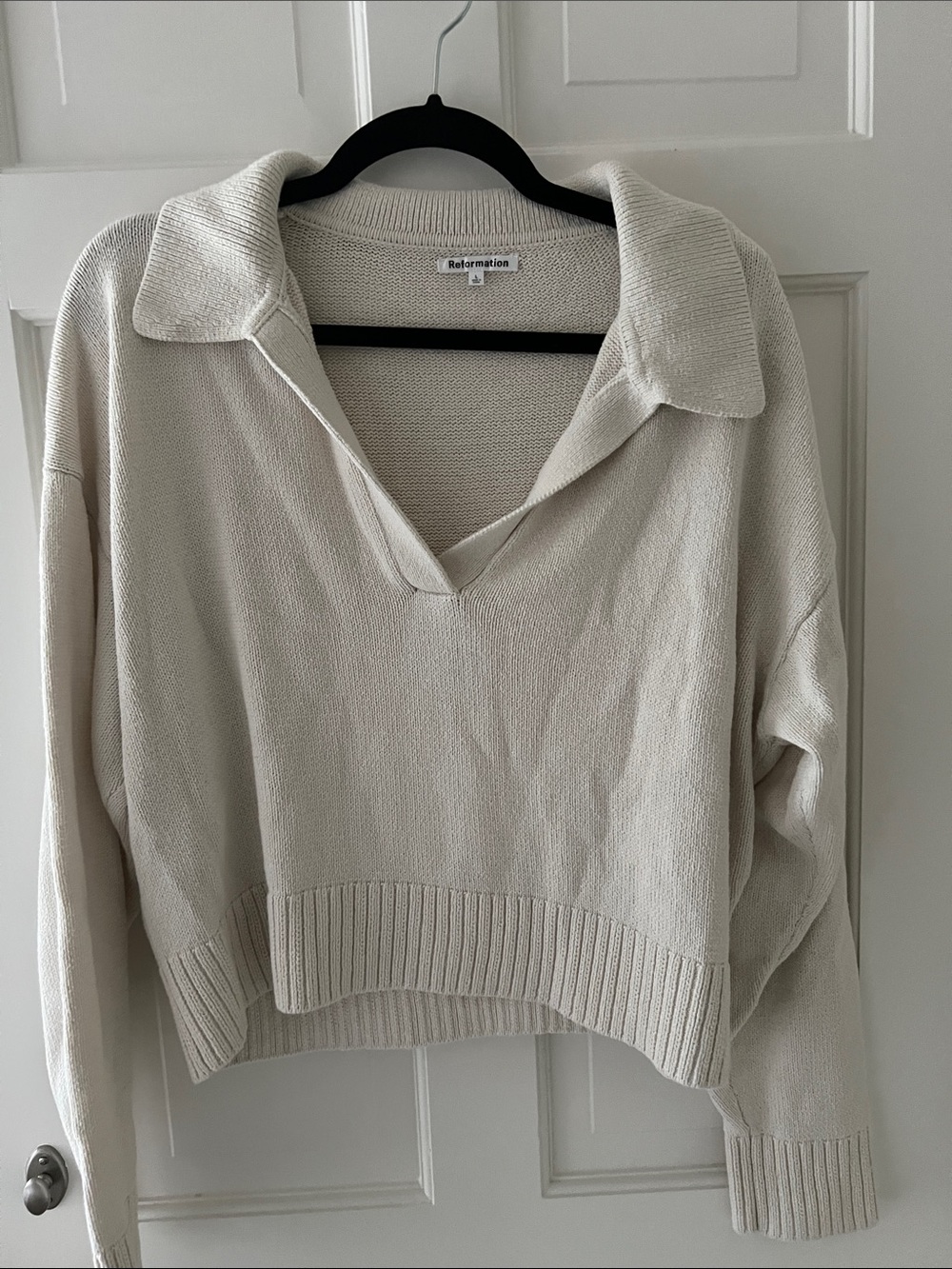 Reformation V-Neck Organic Cotton Sweater Size Large Like New